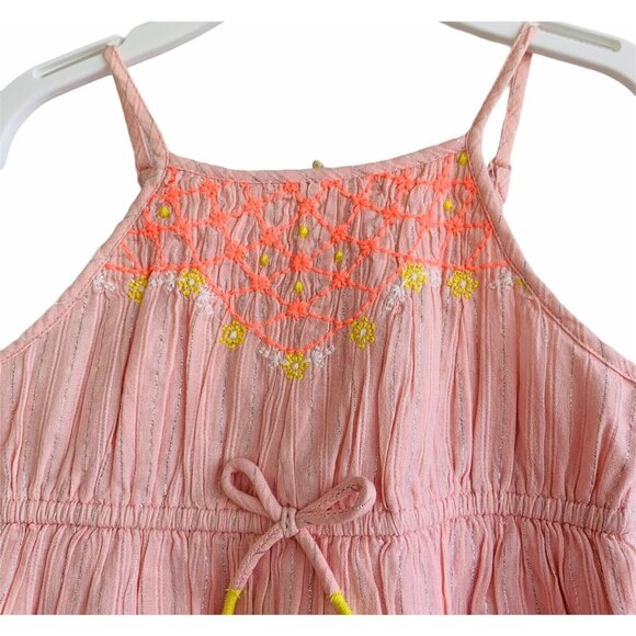 Cat & Jack Girls Maxi Sundress 3T Pink Sleeveless Embroidered Tiered Halter - Picture 5 of 7